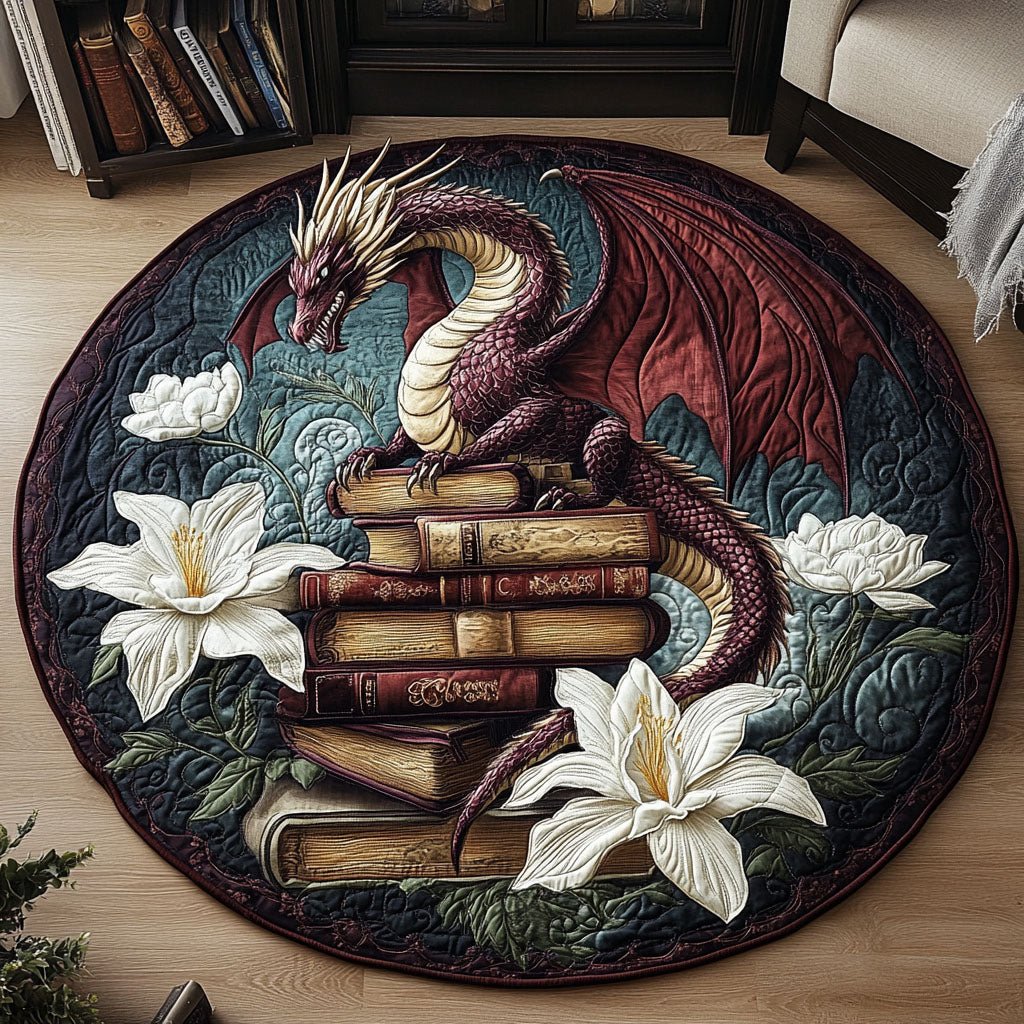 Legendary Dragon Round Mat Rug - washable non-slip printed rug