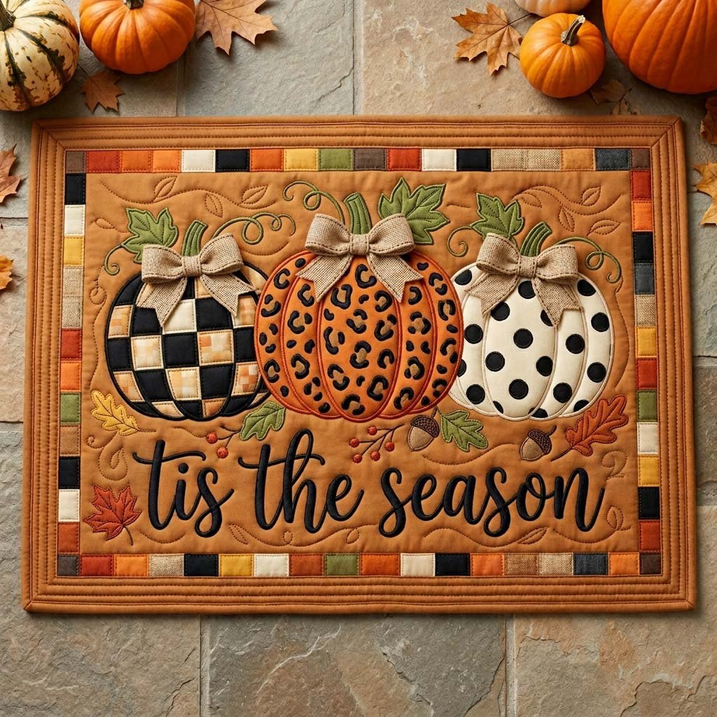 Leopard Pumpkin Season Doormat - Seasonal Holiday Design | Printed Welcome Doormat