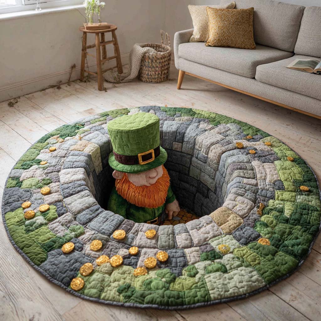 Leprechaun Lair Round Mat Rug - washable non-slip printed rug