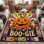 Lets Booogie Night area rug in a living room