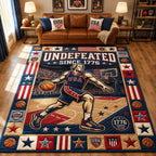 Liberty Basketball Star area rug in a living room
