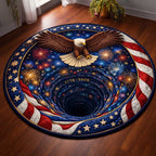 Liberty Eagle (Design 3) Round Mat Rug - washable non-slip printed rug