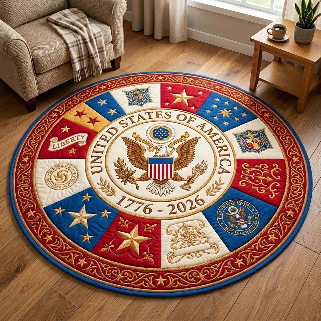 Liberty Eagle Round Mat Rug - Nature Design | Serene Home Decor