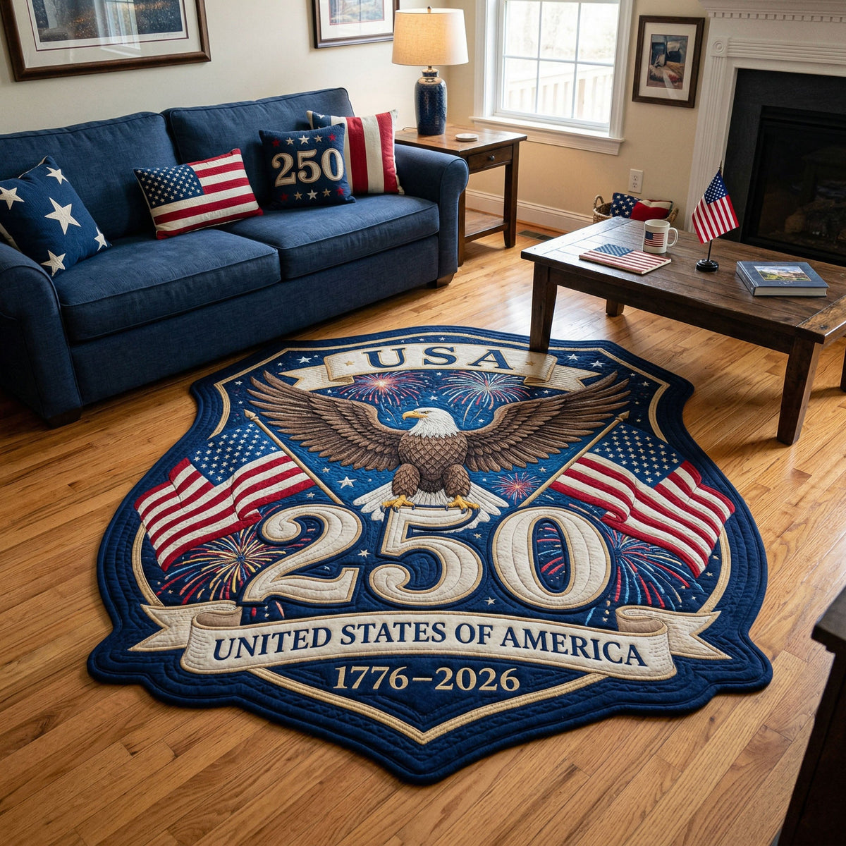 Liberty Emblem Custom Shape Area Rug - Nature Design | Die-Cut Non-Slip Rug - washable non-slip printed rug