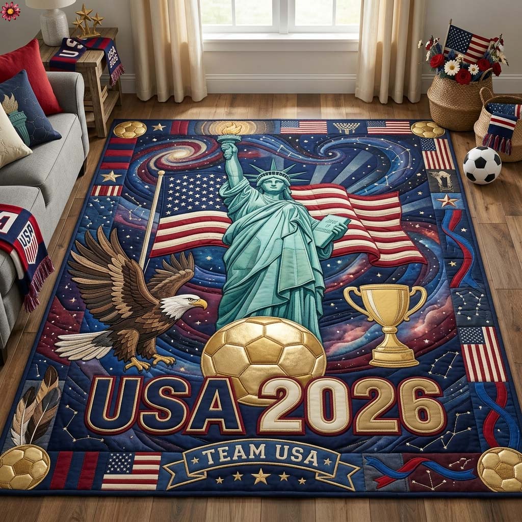 Liberty Goal area rug in a living room