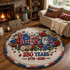 Liberty Legacy (Design 11) Round Mat Rug - washable non-slip printed rug