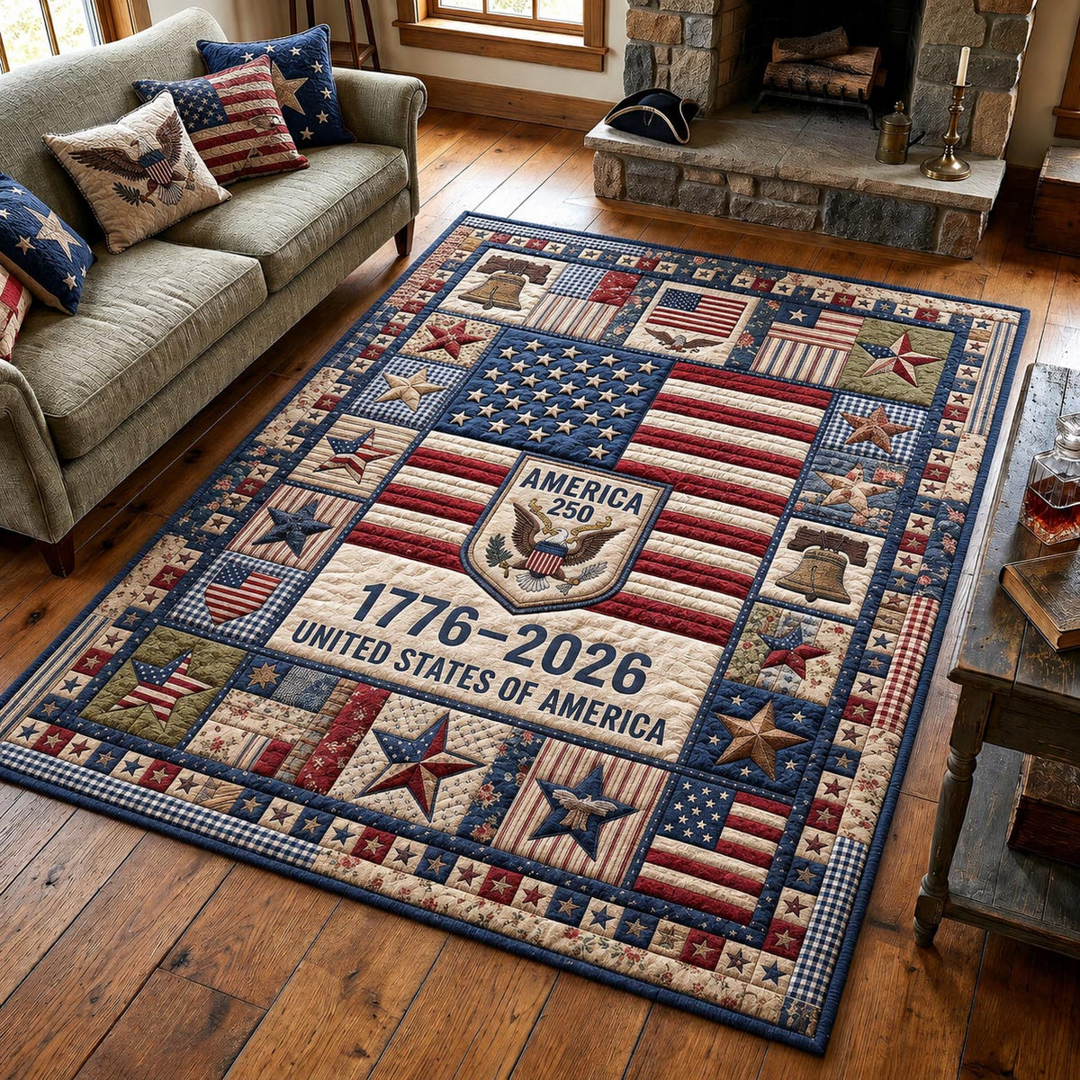 Liberty March area rug in a living room