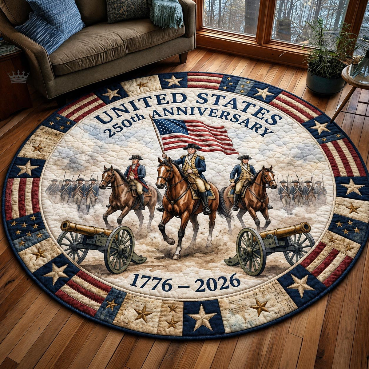 Liberty March Round Mat Rug - washable non-slip printed rug