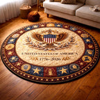 Liberty Stars Round Mat Rug - washable non-slip printed rug