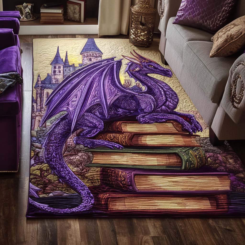 Library Dragon area rug in a living room