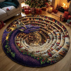 Library Dragon Round Mat Rug - Nature Design | Serene Home Decor