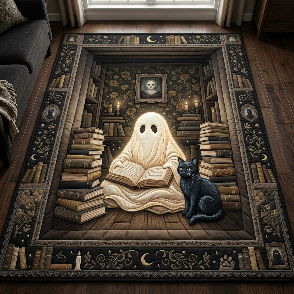 Library Ghost Cat Reading area rug in a living room