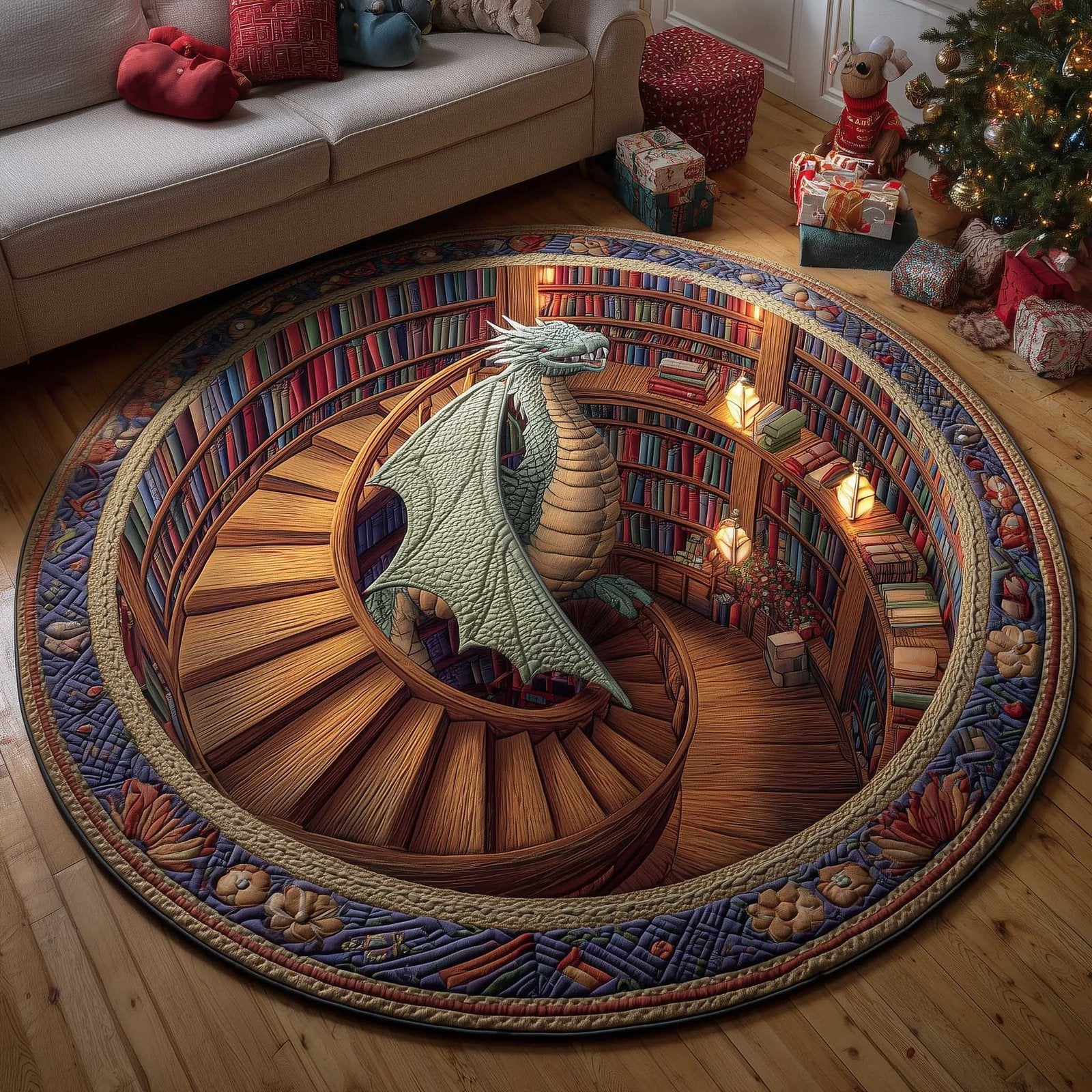 Library Guardian Round Mat Rug - Nature Design | Serene Home Decor