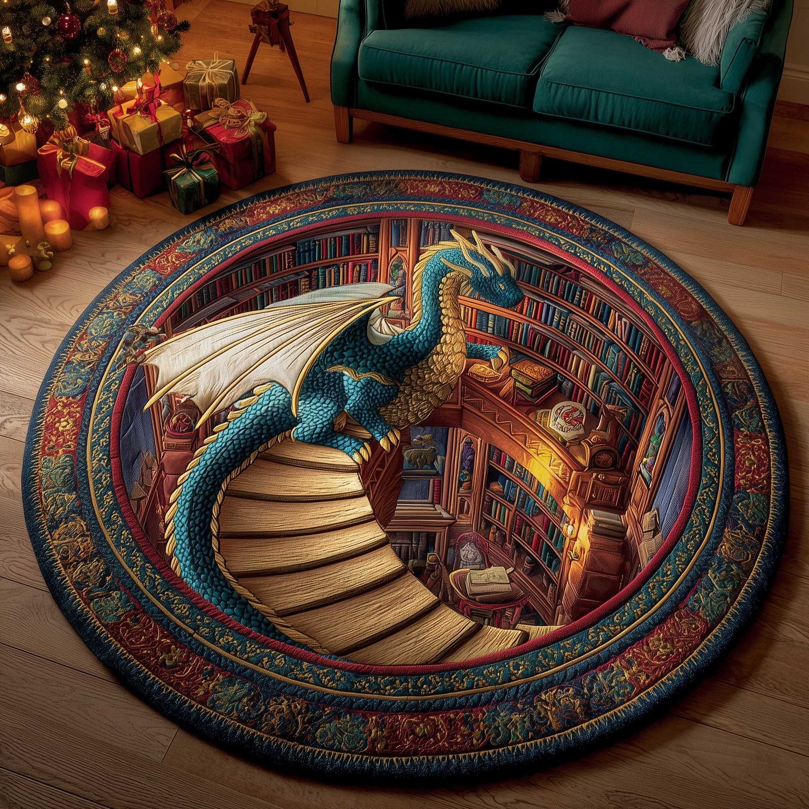 Library Guardian Round Mat Rug - Nature Design | Serene Home Decor