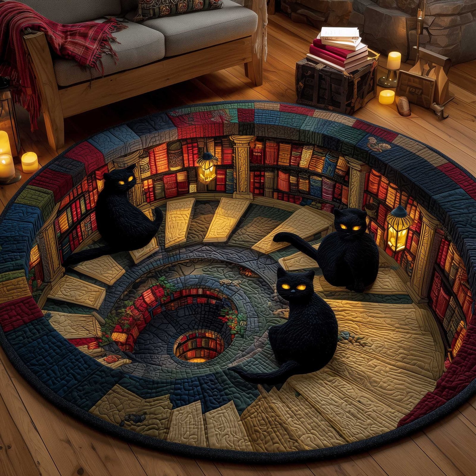 Library Guardian Round Mat Rug - Nature Design | Serene Home Decor