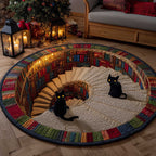 Library Guardian (Design 7) Round Mat Rug - washable non-slip printed rug