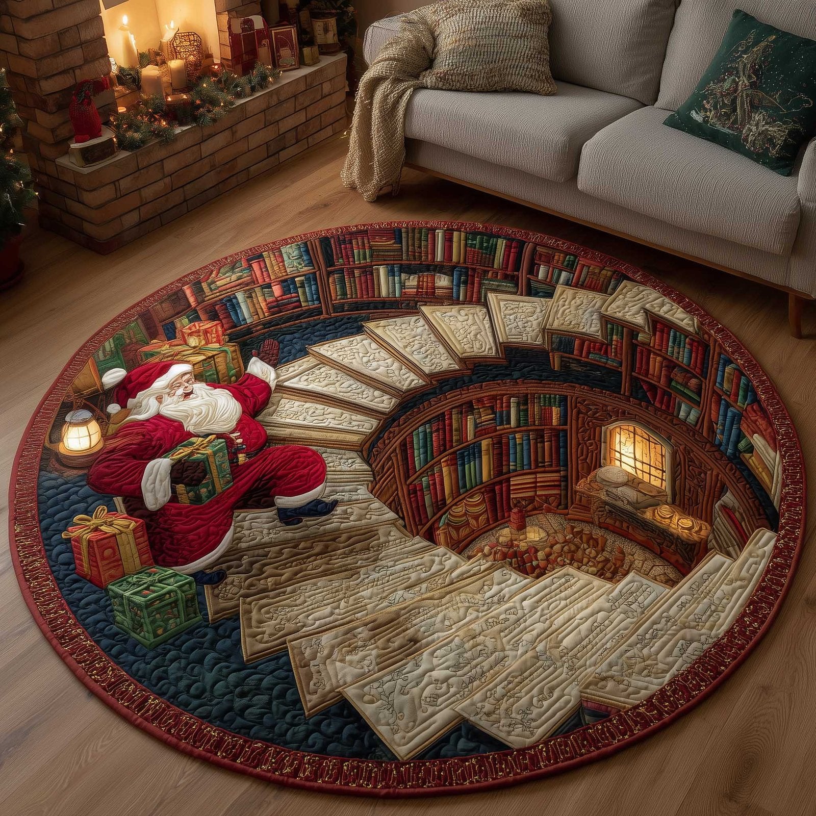 Library Guardian Round Mat Rug - Nature Design | Serene Home Decor