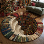 Library Hole Round Mat Rug - washable non-slip printed rug