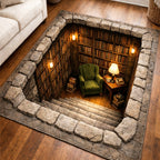 Library Hollow area rug in a living room