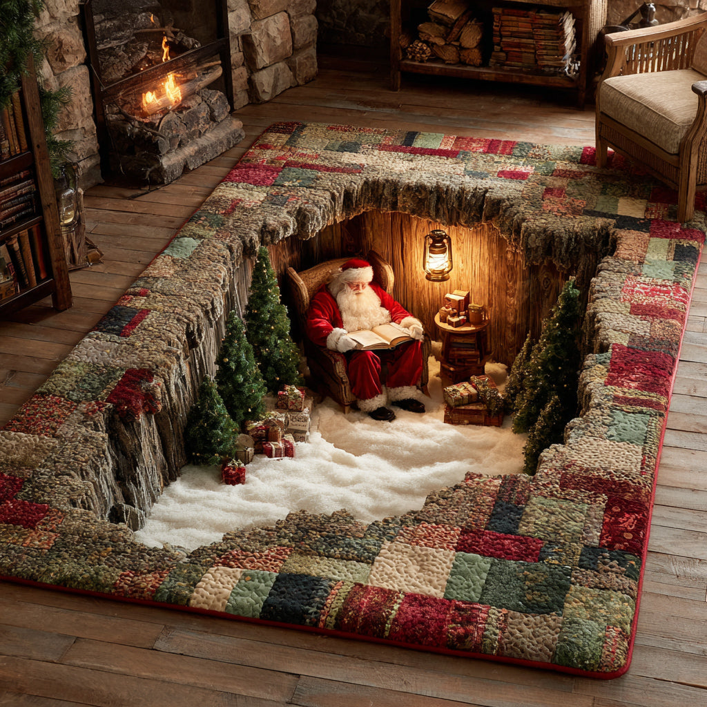 Library Santa Claus area rug in a living room