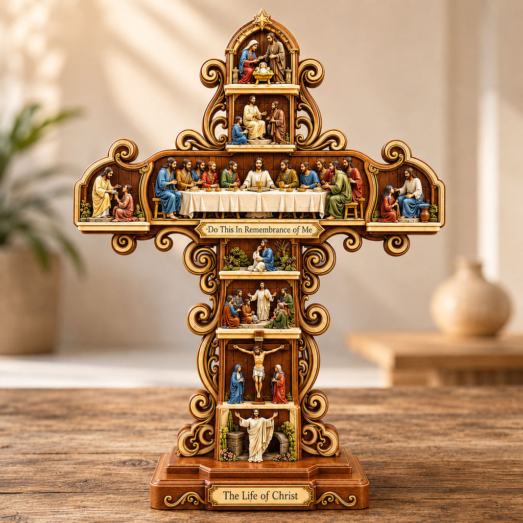 Life Of Christ wooden block, laser-cut 3-layer wood