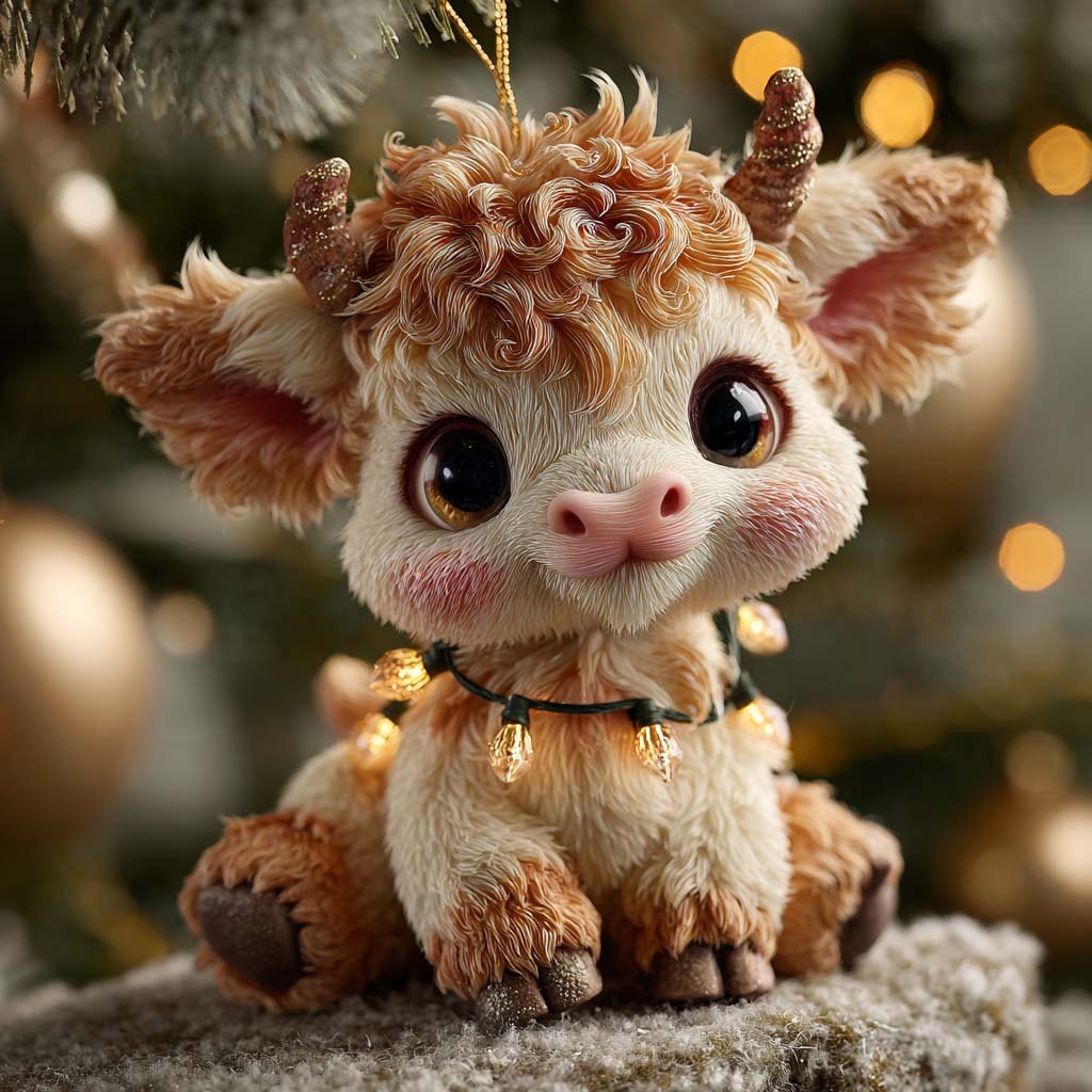 Light Up Moo Christmas Ornament