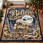 Light Believe Train area rug in a living room