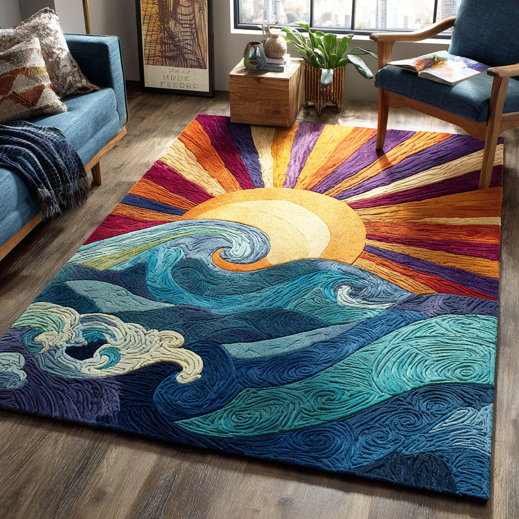 Light Horizon area rug in a living room