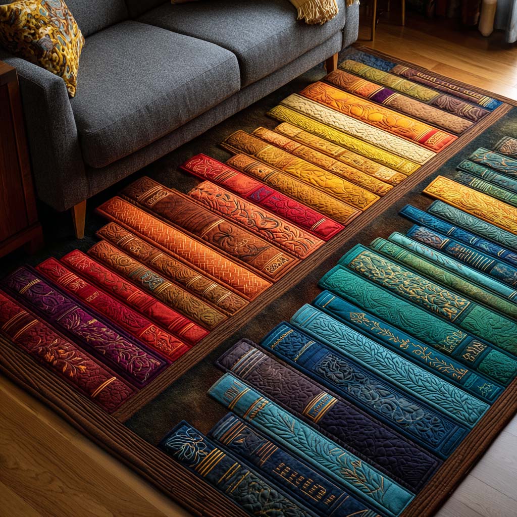 Light of Words area rug in a living room