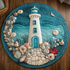 Lighthouse Dreams Round Mat Rug - washable non-slip printed rug