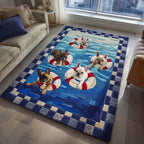 Lighthouse French Bulldog area rug in a living room