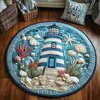 Lighthouse Mirage Round Mat Rug - washable non-slip printed rug