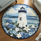 Lighthouse Path Round Mat Rug - washable non-slip printed rug