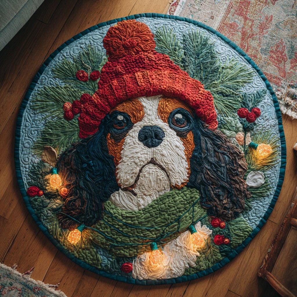 Lights King Charles Round Mat Rug - washable non-slip printed rug