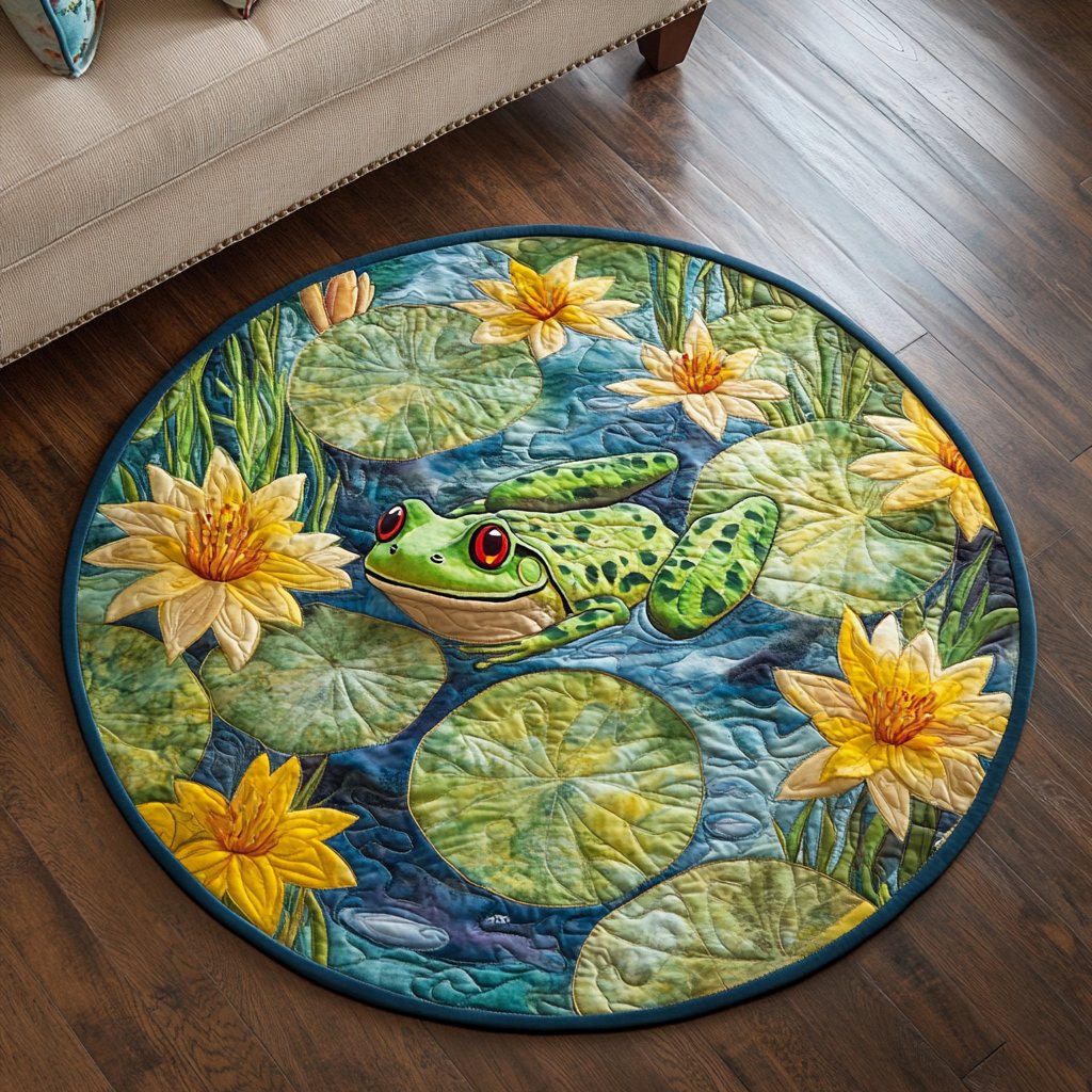 Lily Lounge Round Mat Rug - washable non-slip printed rug