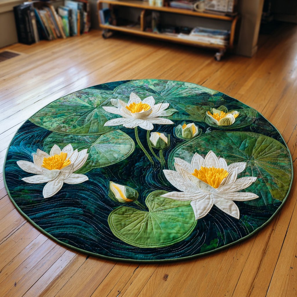 Lily Pads Round Mat Rug - washable non-slip printed rug