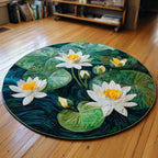 Lily Pads Round Mat Rug - washable non-slip printed rug