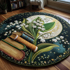 Lily of the Valley Library (Design 2) Round Mat Rug - washable non-slip printed rug