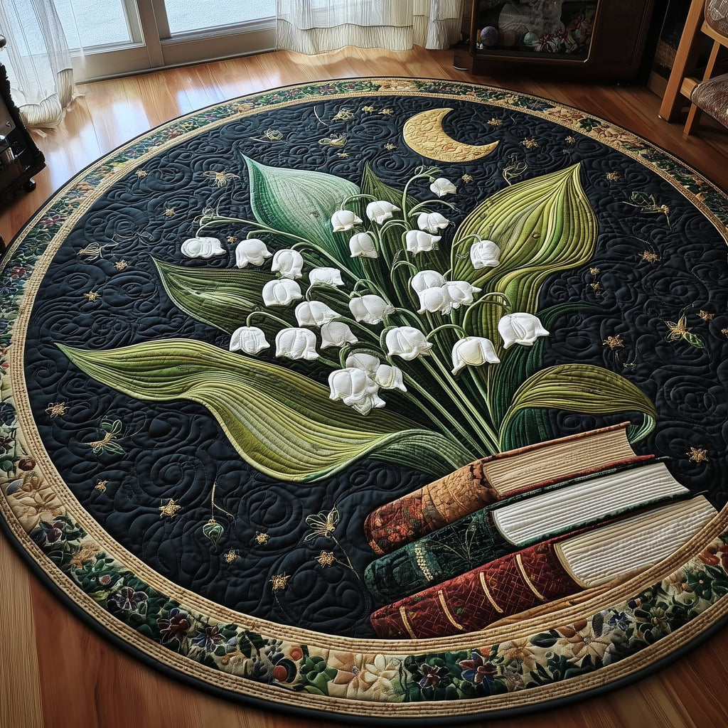 Lily of the Valley Library Round Mat Rug - Nature Design | Serene Home Decor