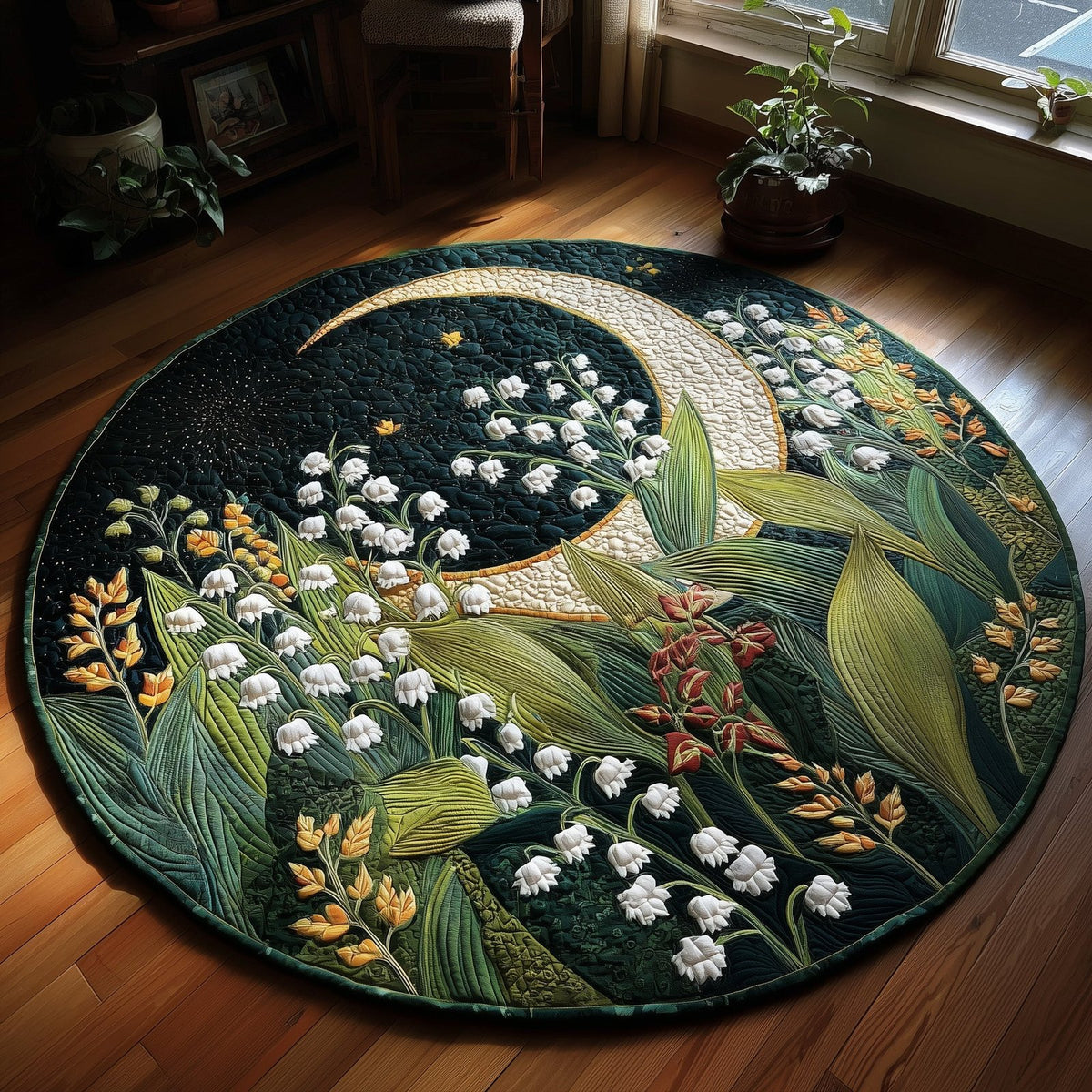 Lily of the Valley Round Mat Rug - Nature Design | Serene Home Decor