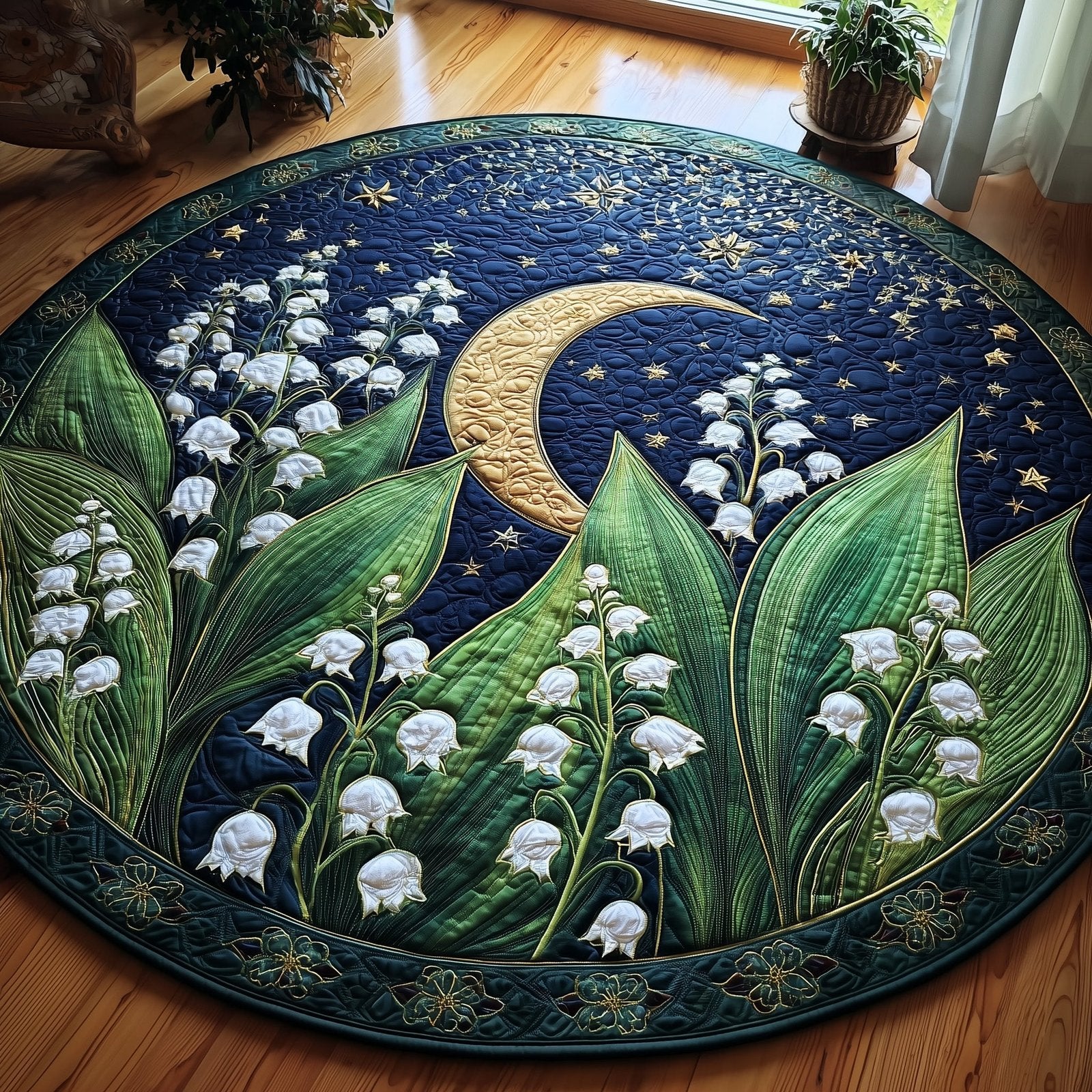 Lily of the Valley Round Mat Rug - Nature Design | Serene Home Decor