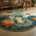 Lilypad Frog Round Mat Rug - washable non-slip printed rug