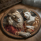 Lion King and Queen Round Mat Rug - Nature Design | Serene Home Decor