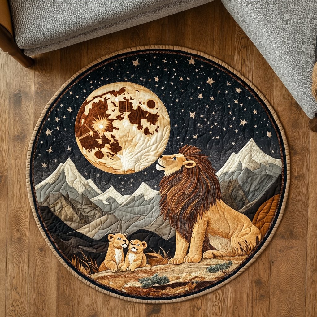 Lion Pride Round Mat Rug - washable non-slip printed rug