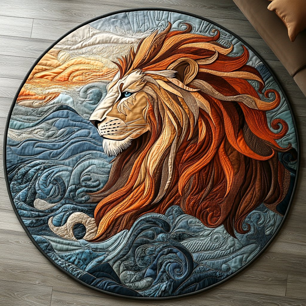 Lionheart Legacy Round Mat Rug - washable non-slip printed rug