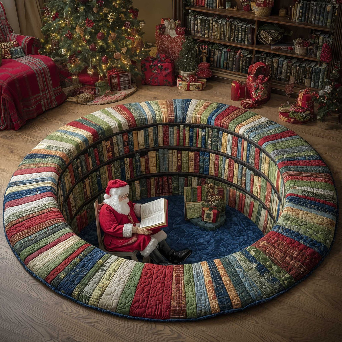 Literary Escape (Design 5) Round Mat Rug - washable non-slip printed rug
