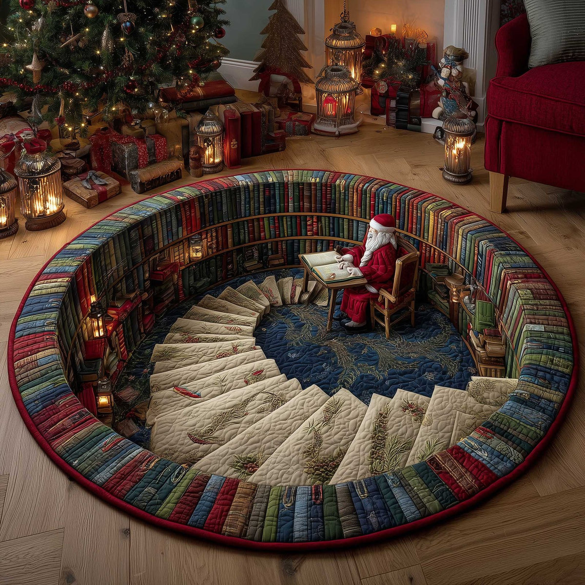 Literary Escape Round Mat Rug - Nature Design | Serene Home Decor
