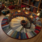 Literary Escape Round Mat Rug - washable non-slip printed rug