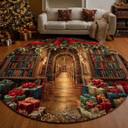 Literary Illusion Round Mat Rug - washable non-slip printed rug