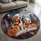 Literary Labrador Retriever Round Mat Rug - washable non-slip printed rug